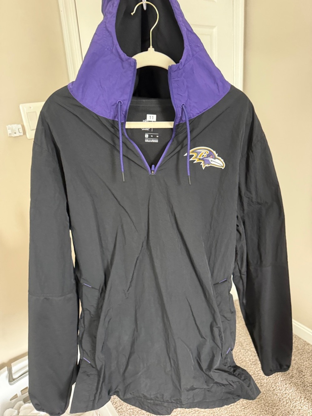 NFL Nike Black and Purple On-Field Pullover Jacket